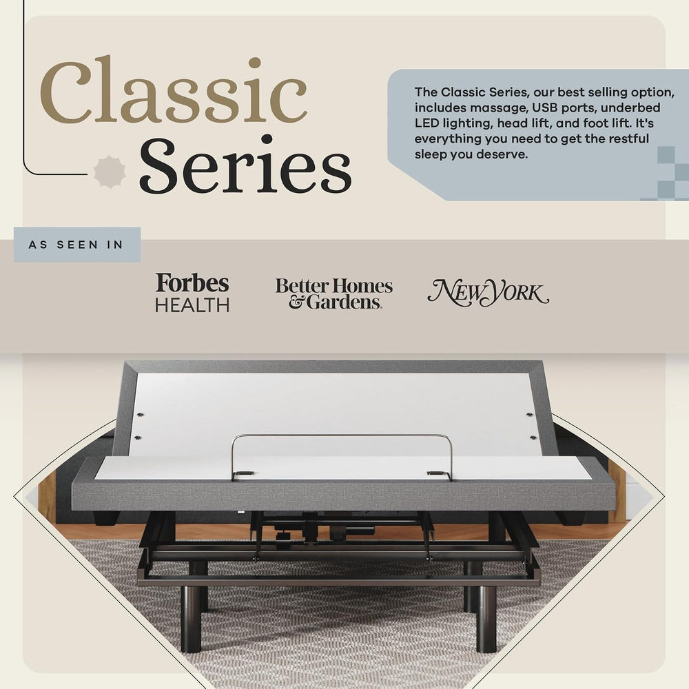 Sven & Son Classic Adjustable Bed Base, Head and Foot Lift, Massage, Unde...