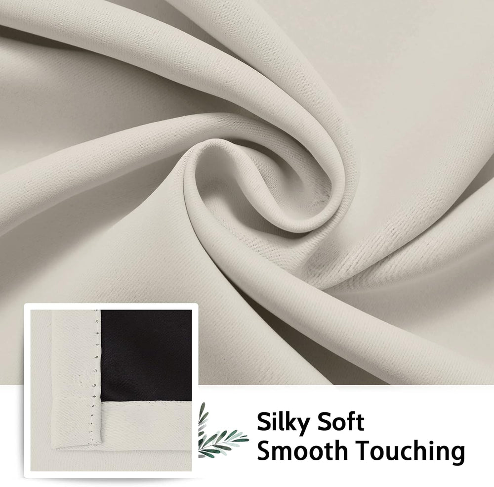 SimpleHome Cream 100% Blackout Curtains Room Darkening Living Room 63 Inch