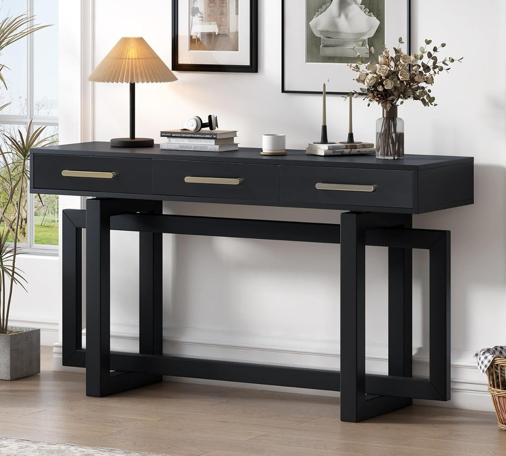 Merax 57” Entryway Console Sofa Table with Storage Drawers, Long Narrow Behin...