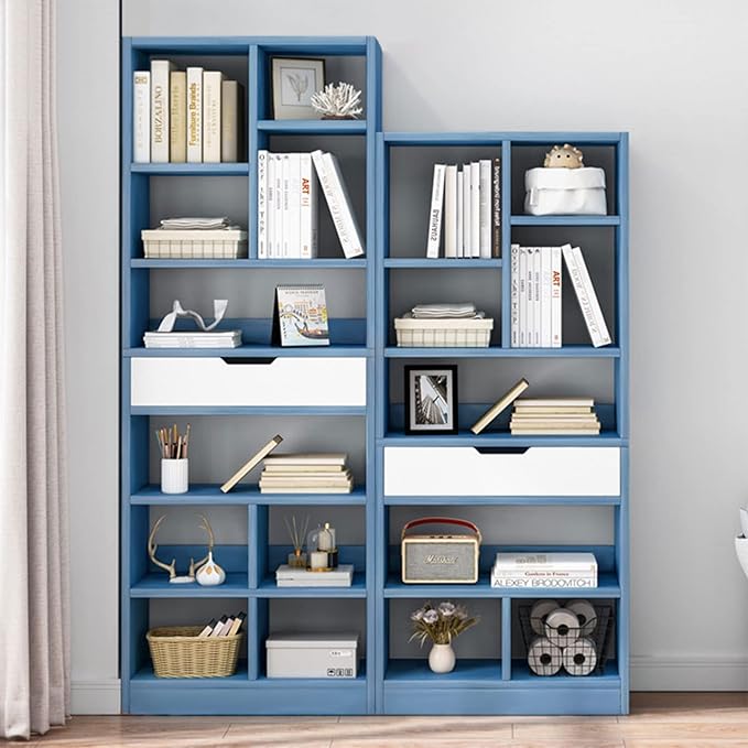 IOTXY Wooden Open Shelf Bookcase - 71 Inches Tall Freestanding Display Storag...
