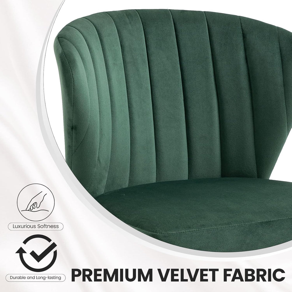 Velvet Dining Chairs Set of 2, Modern Upholstered Vanity Chairs with Golden M...