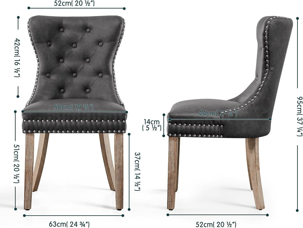 SyMax Faux Leather Dining Chairs Set of 2, Tufted Wingback Upholstered Dining...