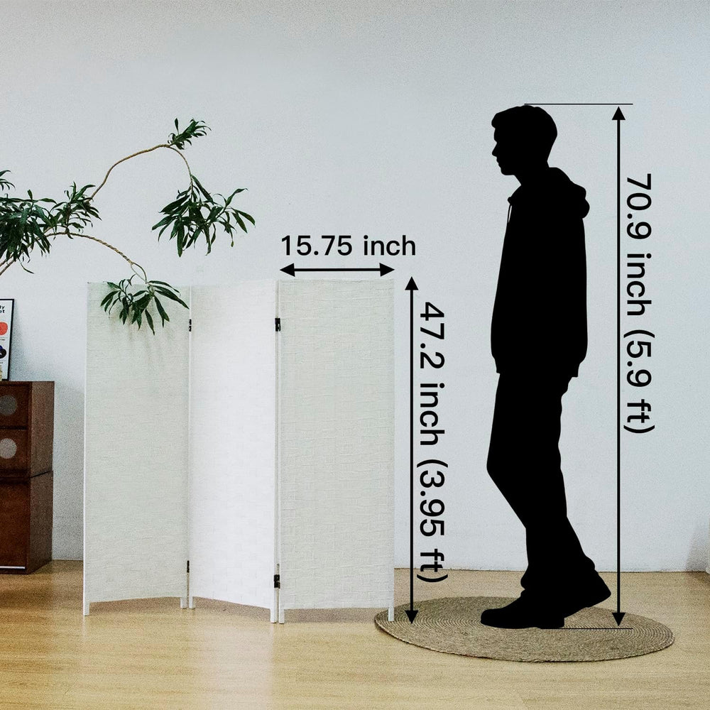 Furnnylane 3 Panel Double Sided Short Room Divider for Room Separation, Natur...