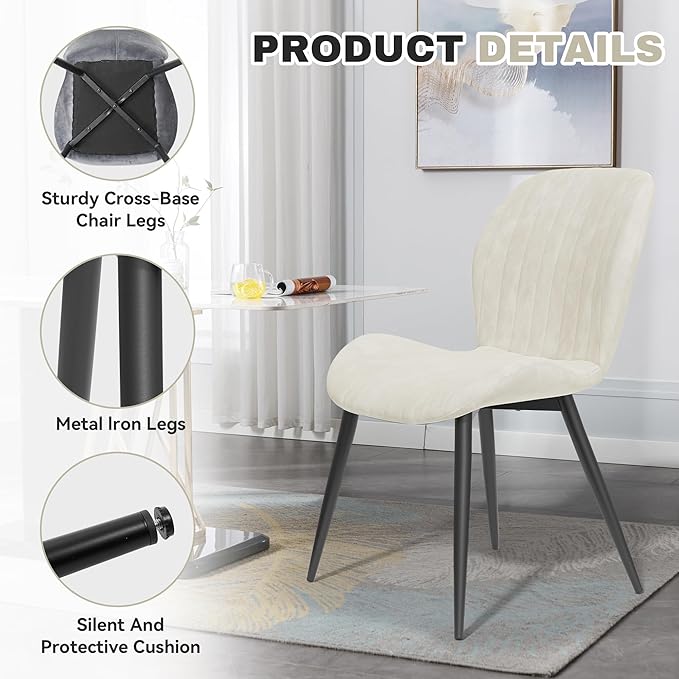 Dining Chairs Set of 2 Modern Velvet Dining Room Chairs Upholstered Dining Ch...