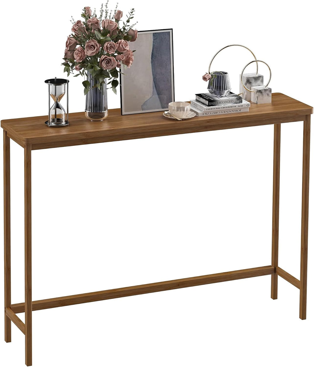 VASMIA Console Table, Entryway Table, Narrow Sofa Table, 39" Bamboo Hall...