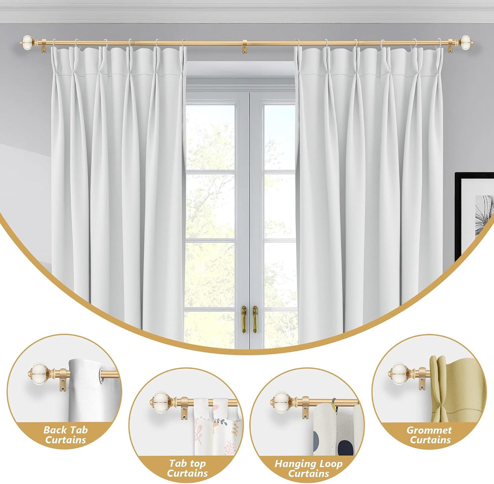 Ceramic Curtain Rods for Windows 48 to 84 Inch 1 Inch Adjustable