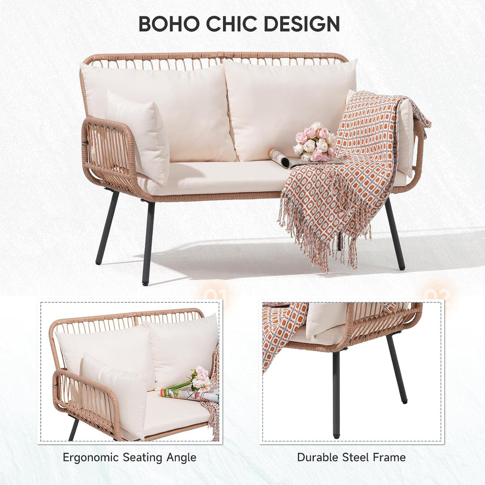 Verano Garden Patio Loveseat, Balcony Furniture Couch, Wicker Patio Set