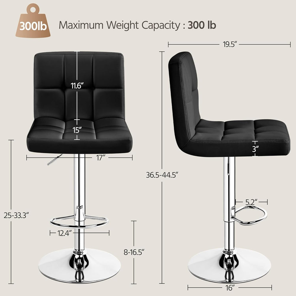 Yaheetech Bar Stools Set of 4, PU Leather Swivel Barstools, Height Adjustable...