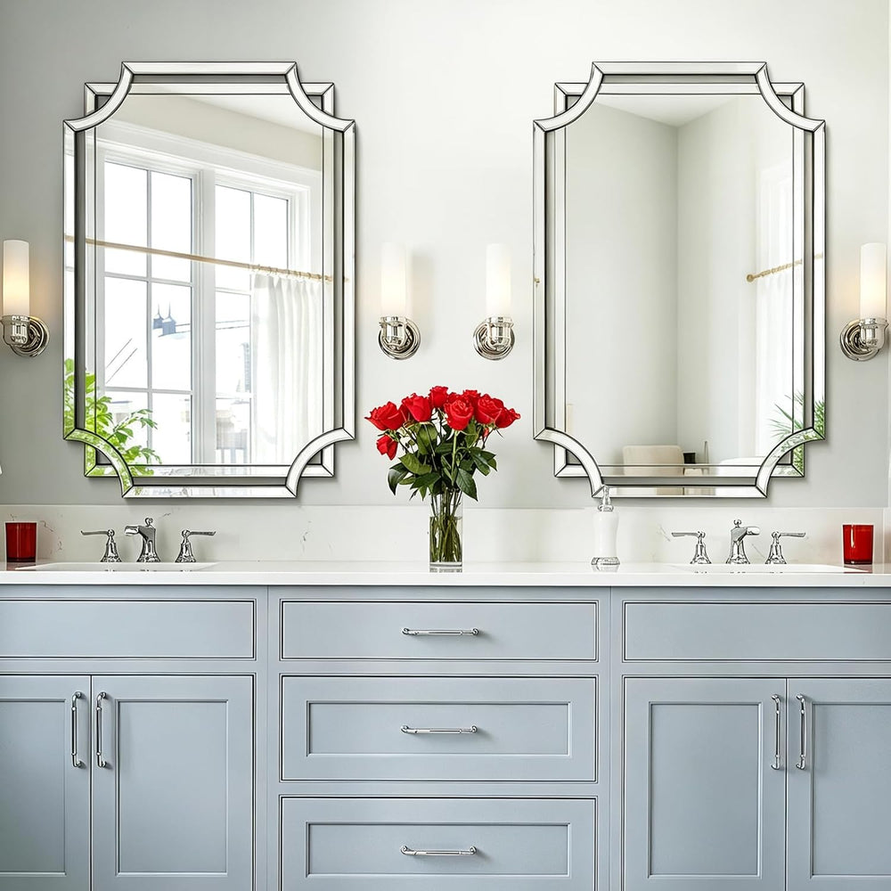 Chende 32" x 47" Large Living Room Wall Mirror with Scalloped Bevel...