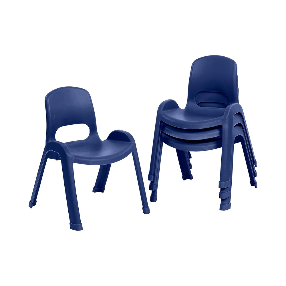 ECR4Kids Plastic Stackable SitRight Chair, 11in, Classroom Furniture, Navy, 4...