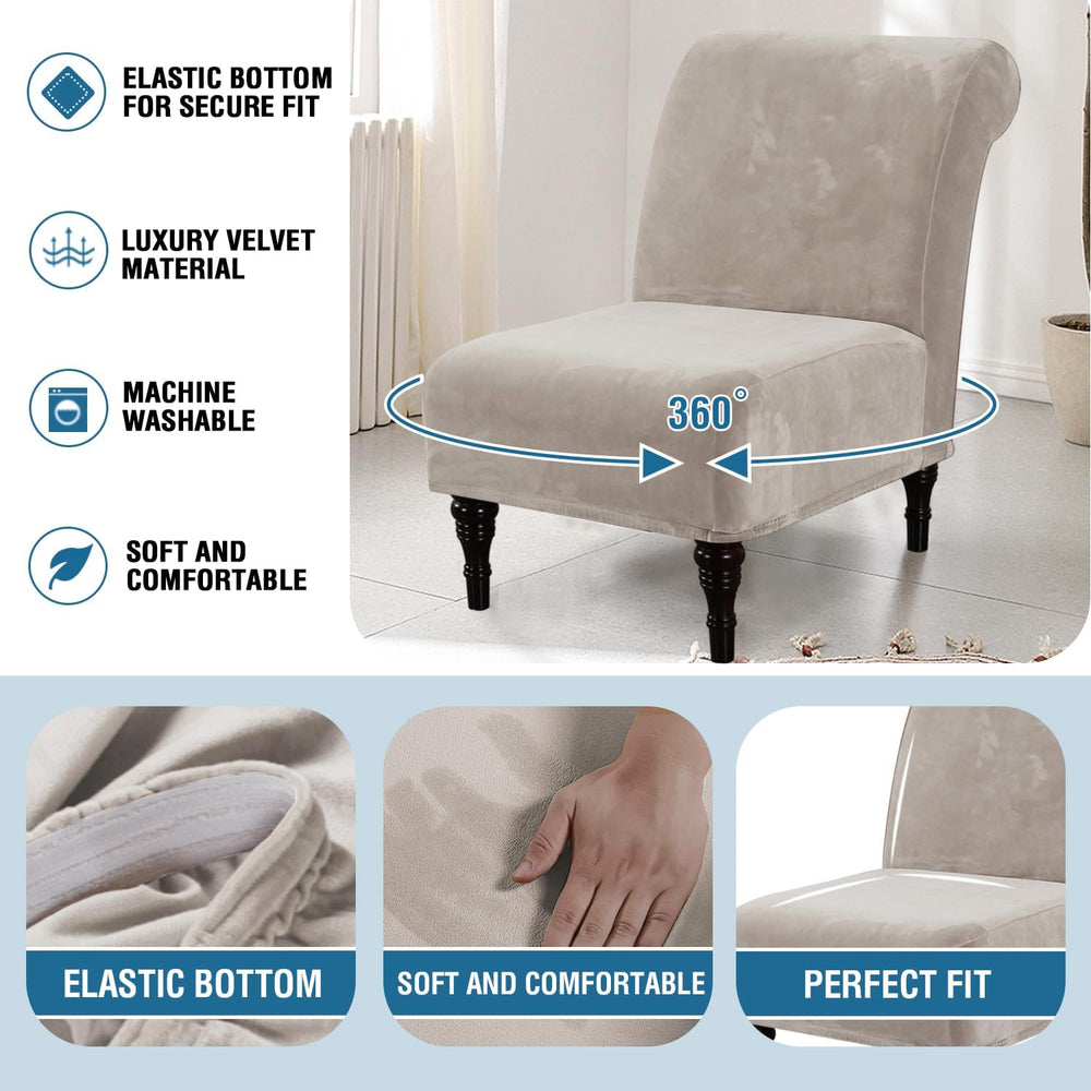 H.VERSAILTEX Armless Accent Chair Covers Thick Velvet Armless Chair Slipcover...
