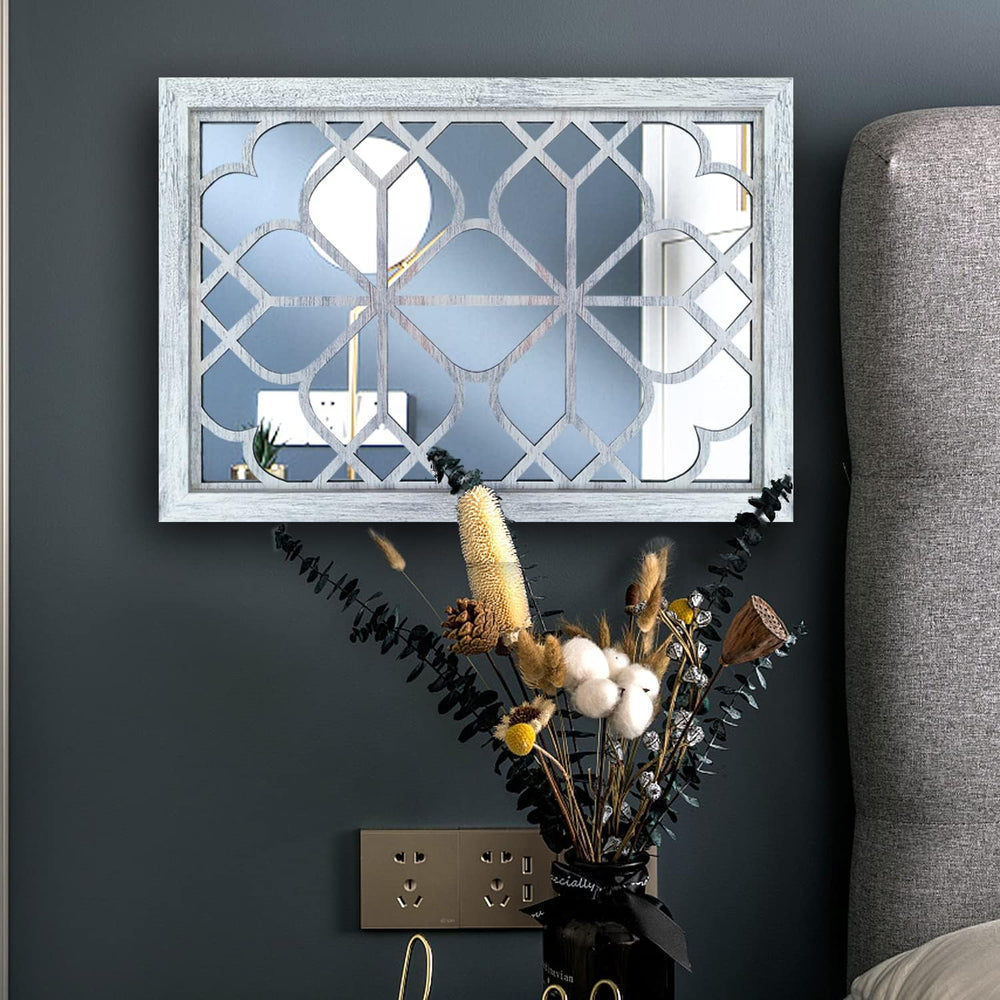 Wocred Set of 2 Rectangular Wall Mirror,Gorgeous Rustic Farmhouse Accent Mirr...