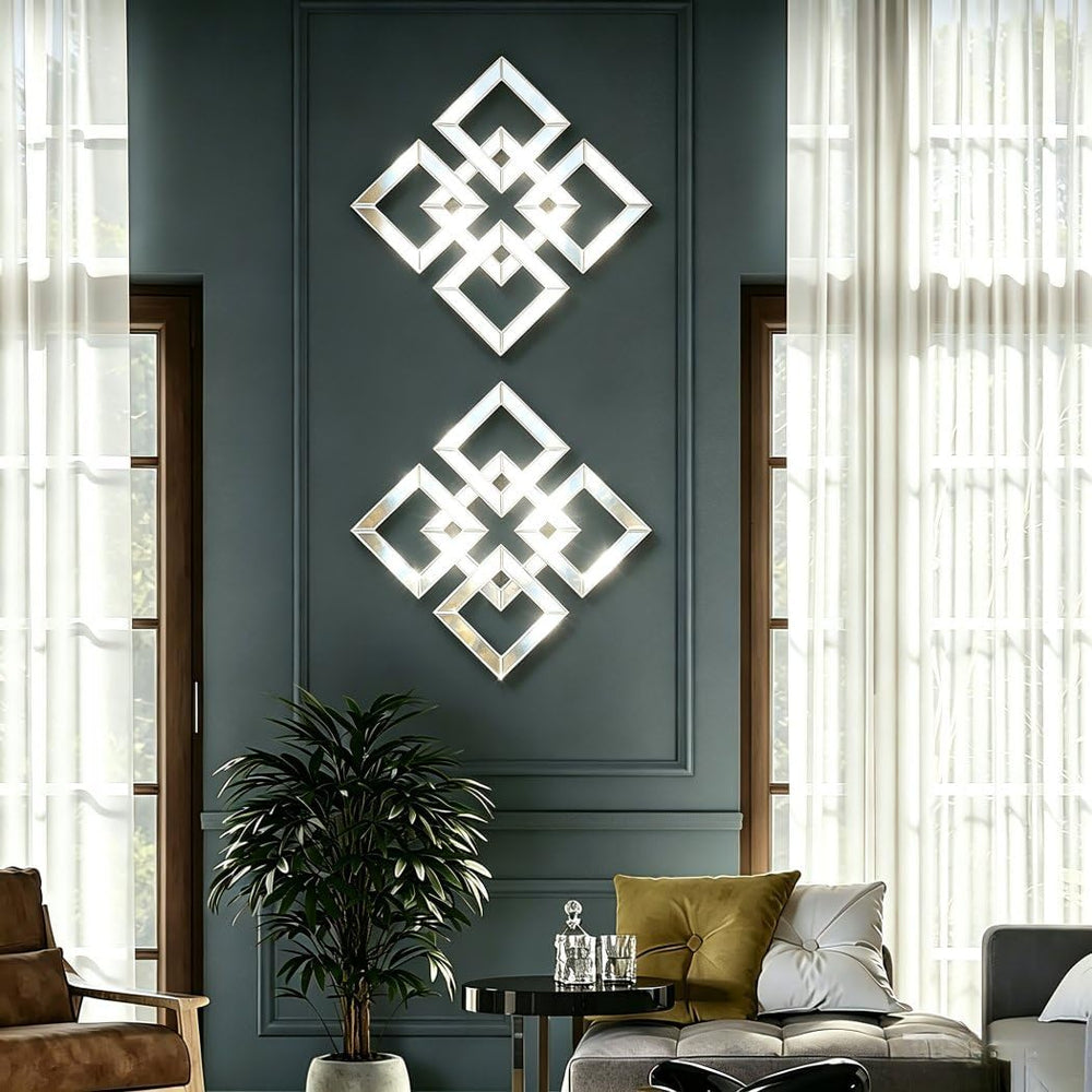 QMDECOR 2 Pack Silver Mirrored Wall Decor 12.2x12.2” Decorative Mirror Modern...