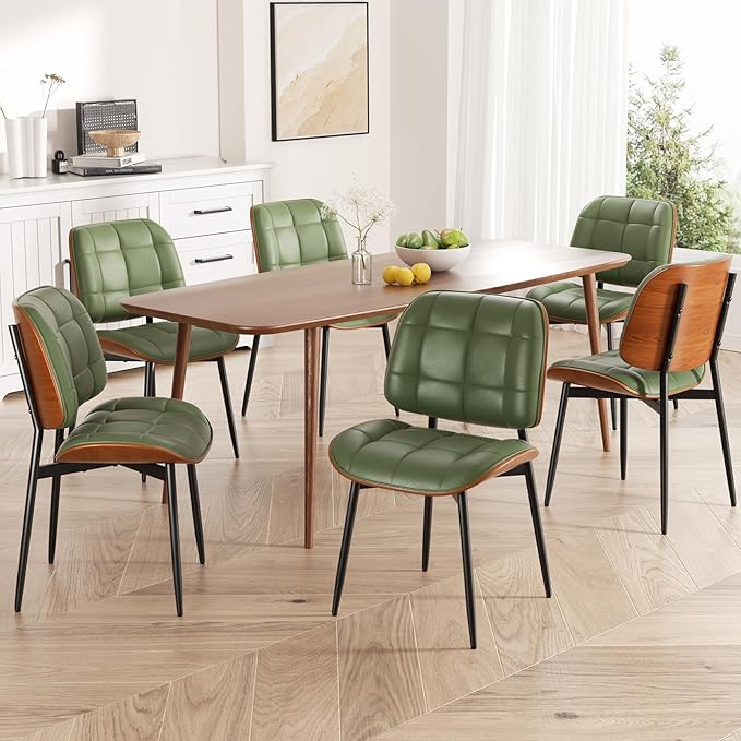 Dining Chairs Set of 8, Mid Century Modern Dining Room Chair, Upholstered Fau...