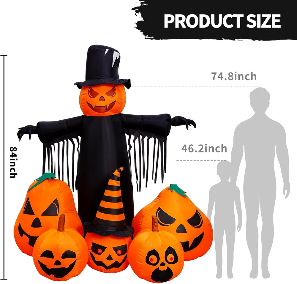 Max Fun 7FT Halloween Inflatables Pumpkin Decorations with LED Build-in Hallo...
