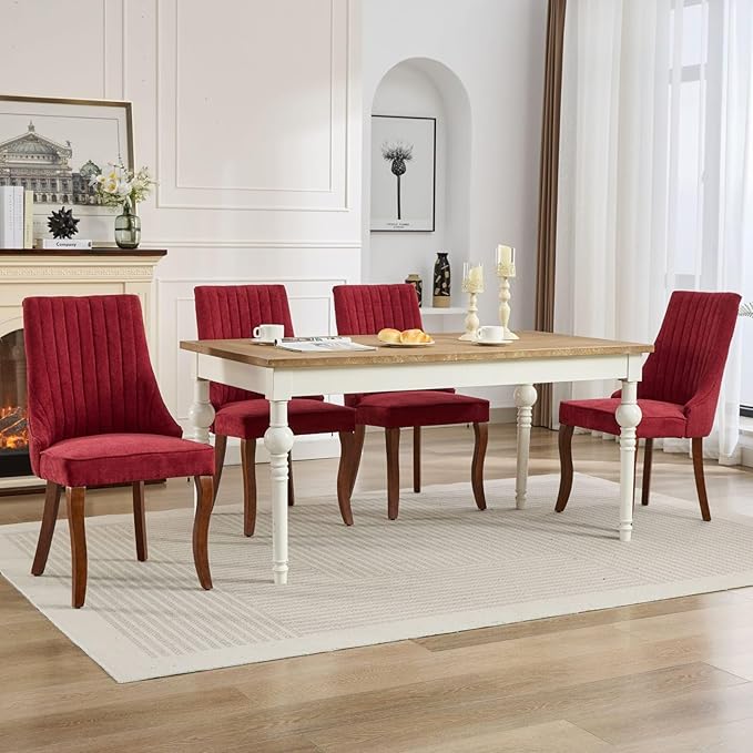 Dining Chairs Set of 6,Comfy Fabric Upholstered Accent Chairs for Kitchen Liv...