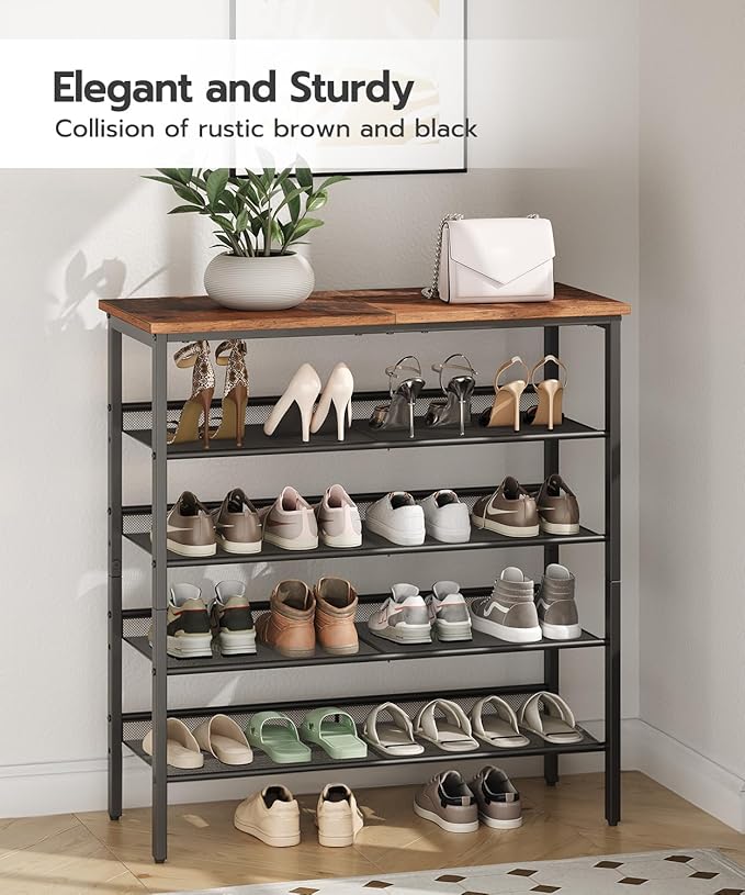 HOOBRO Shoe Rack for Entryway, 5-Tier Shoe Organizer