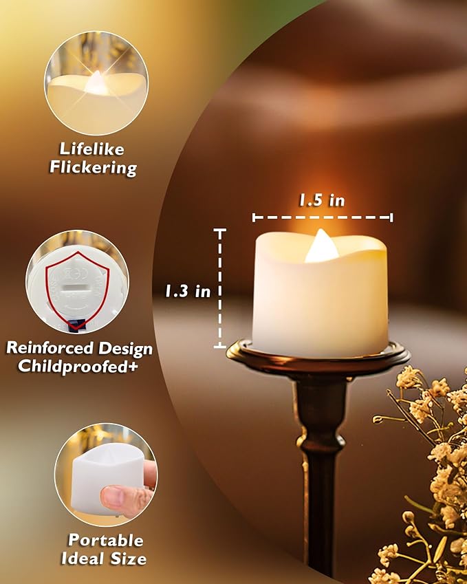 Homemory 24Pcs Flickering Flameless Candle Battery Operated, 200+Hours Fake E...