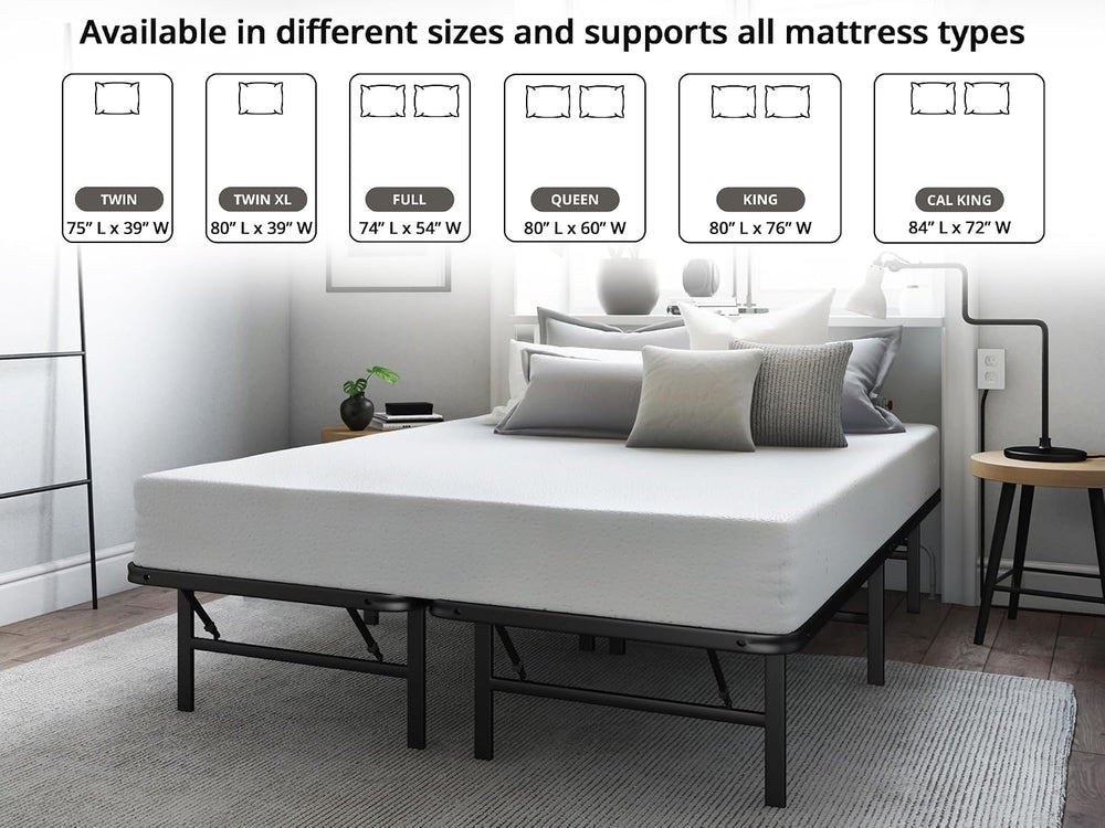 Hercules 14-Inch Heavy-Duty Metal Platform Bed Frame, Queen, Black