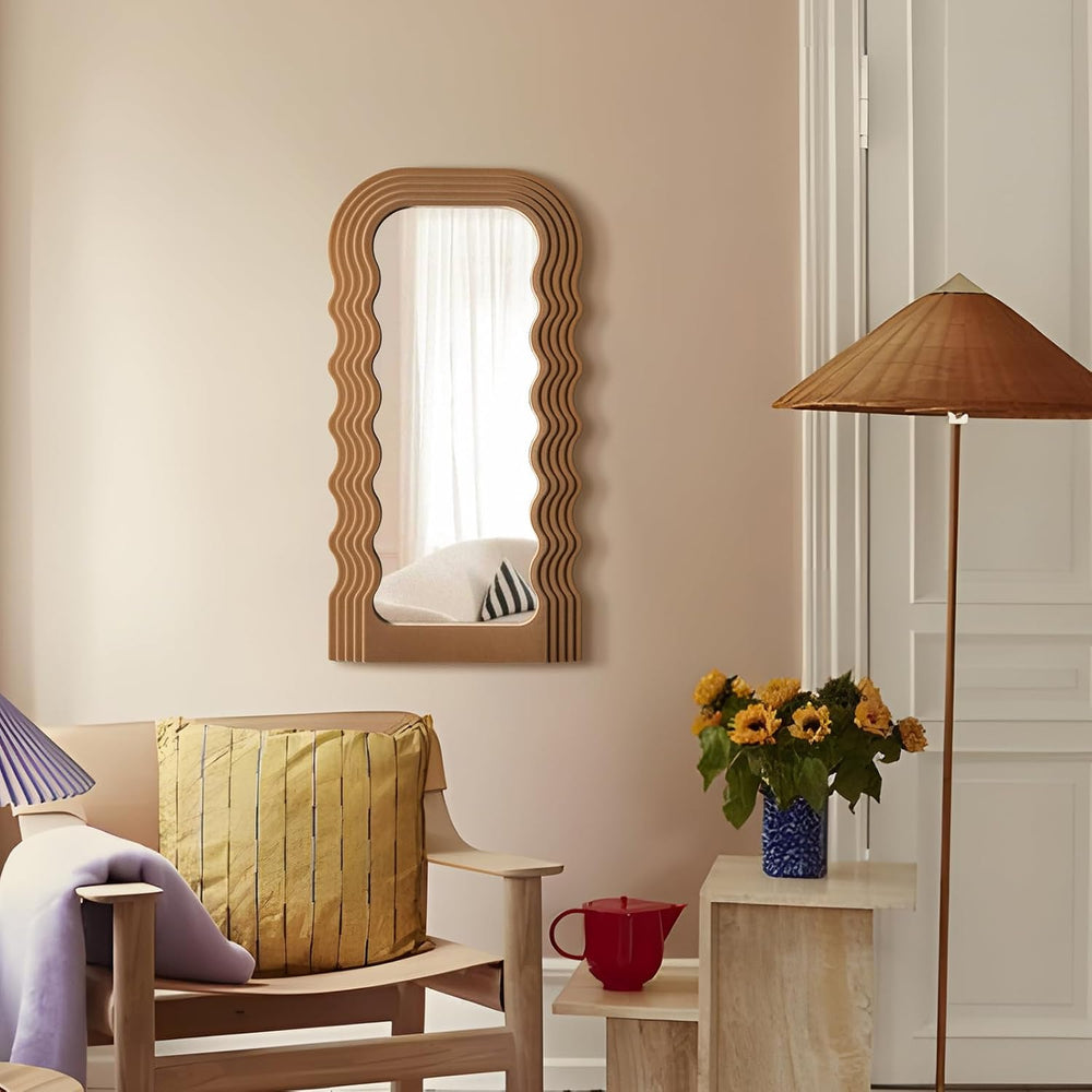 Arch Decorative Wall Mirror for Cozy Home Bedroom Decor,14x28,Brown