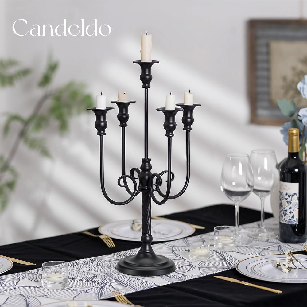 Candeldo 20 Inches Black Candelabra Halloween Decorations Set of 2