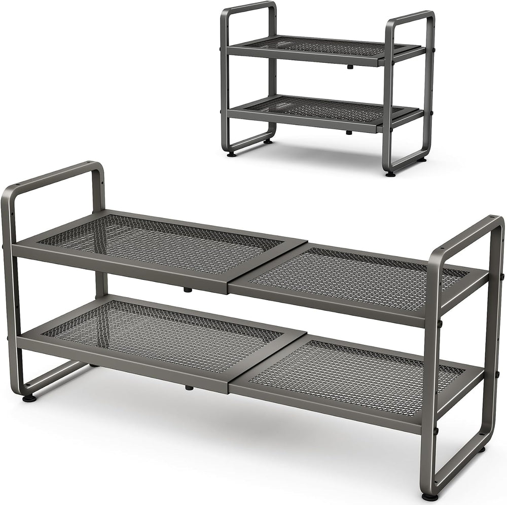 SNTD Expandable Metal Shoe Rack for Closet, Entryway & Garage, 2-Tier, Gr...