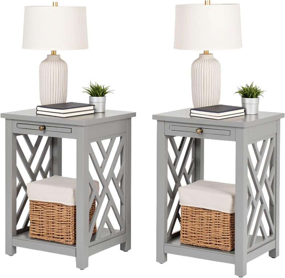 Alaterre Furniture Coventry 2-Pack Wood End Tables – Compact Side Tables with...