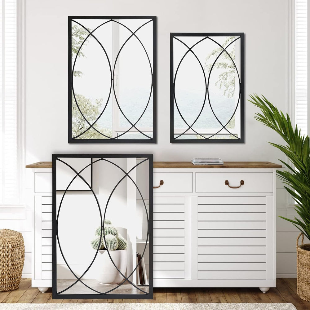 HQiJun Black Rectangle Wall Mirror, Farmhouse Decorative Mirror for Entryway,...