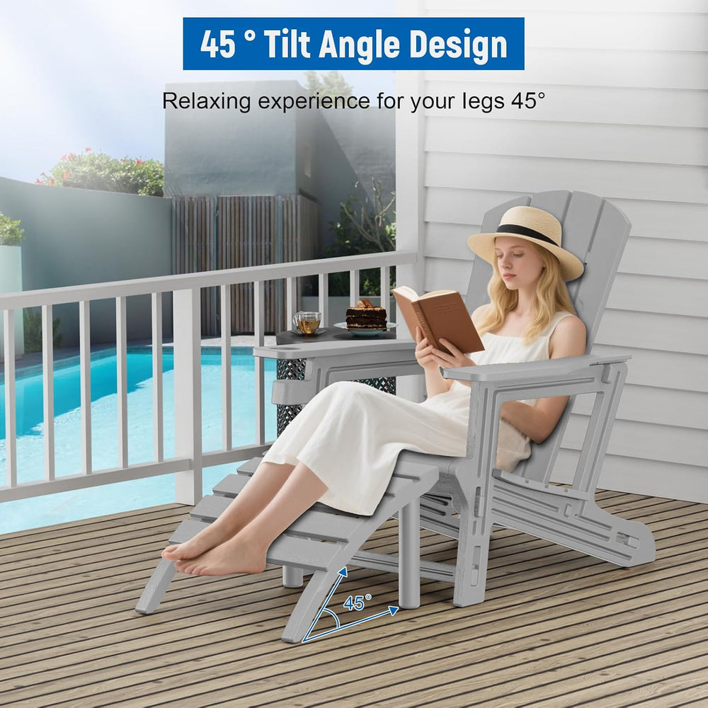 FONTOI Adirondack Ottoman, HDPE Plastic Adirondack Chair Footstool, All Weath...