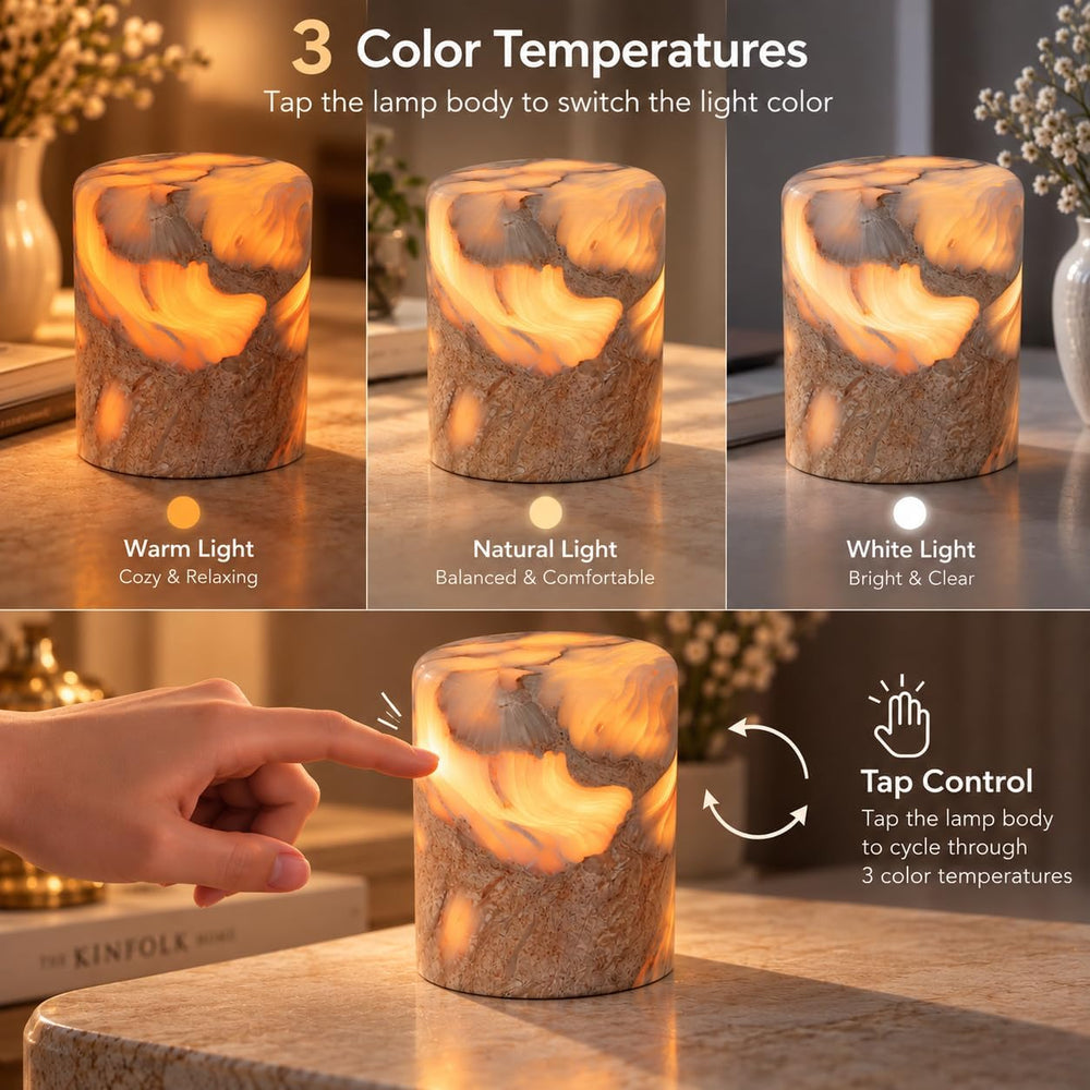 Marble Lamp, Natural Stone Lamp, Rechargeable Ambient Mood Light