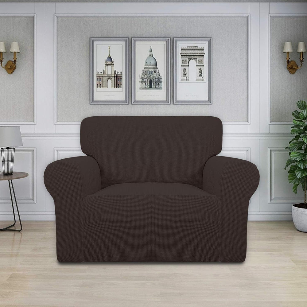 Easy-Going Stretch Oversized Chair Slipcover with Arm Washable Chocolate