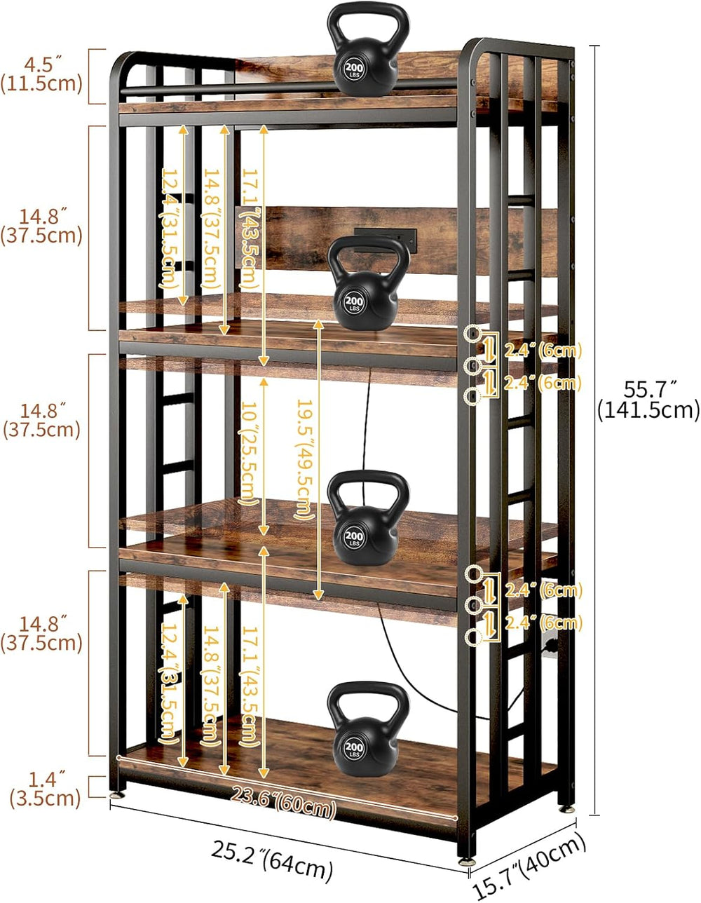 METYERRY Adjustable 4-Tier Heavy Duty Kitchen Baker's Rack with Power Out...