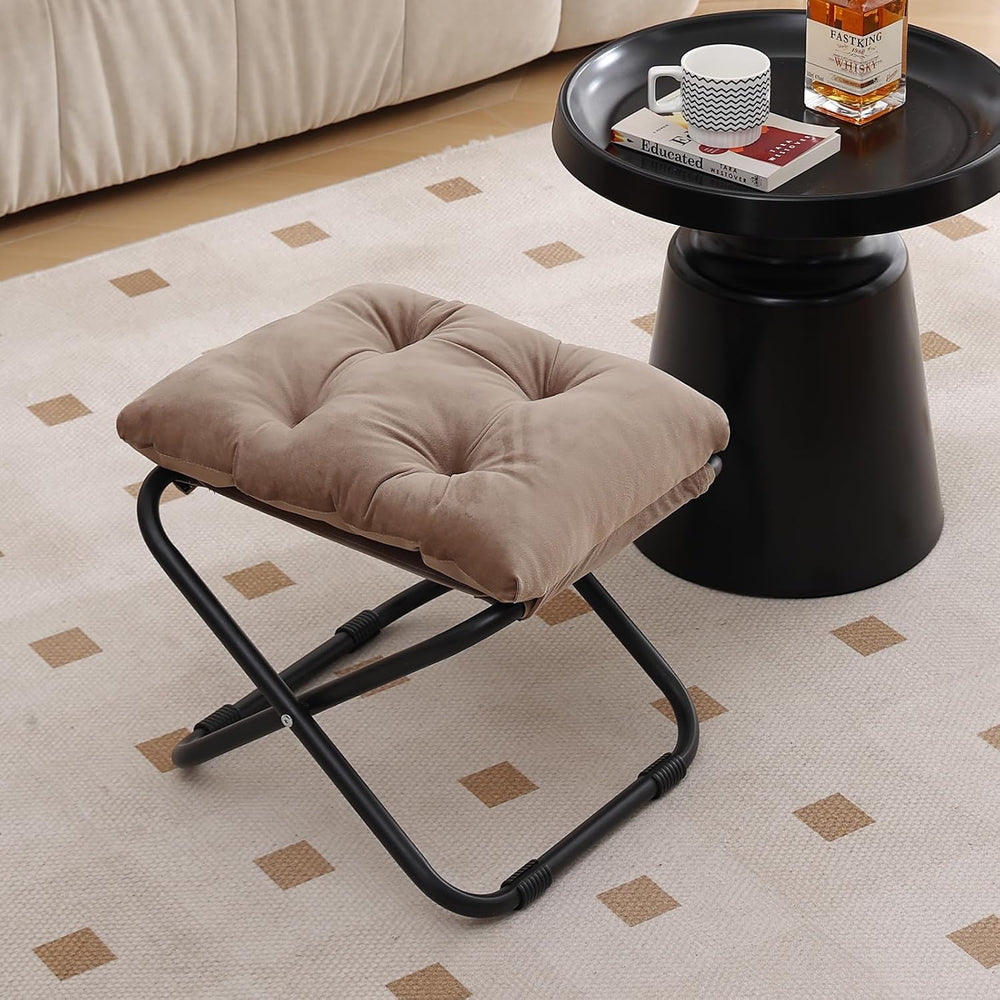 LITA Folding Footrest Stool, Portable Ottoman Foot Rest, Upholstered Small Fo...