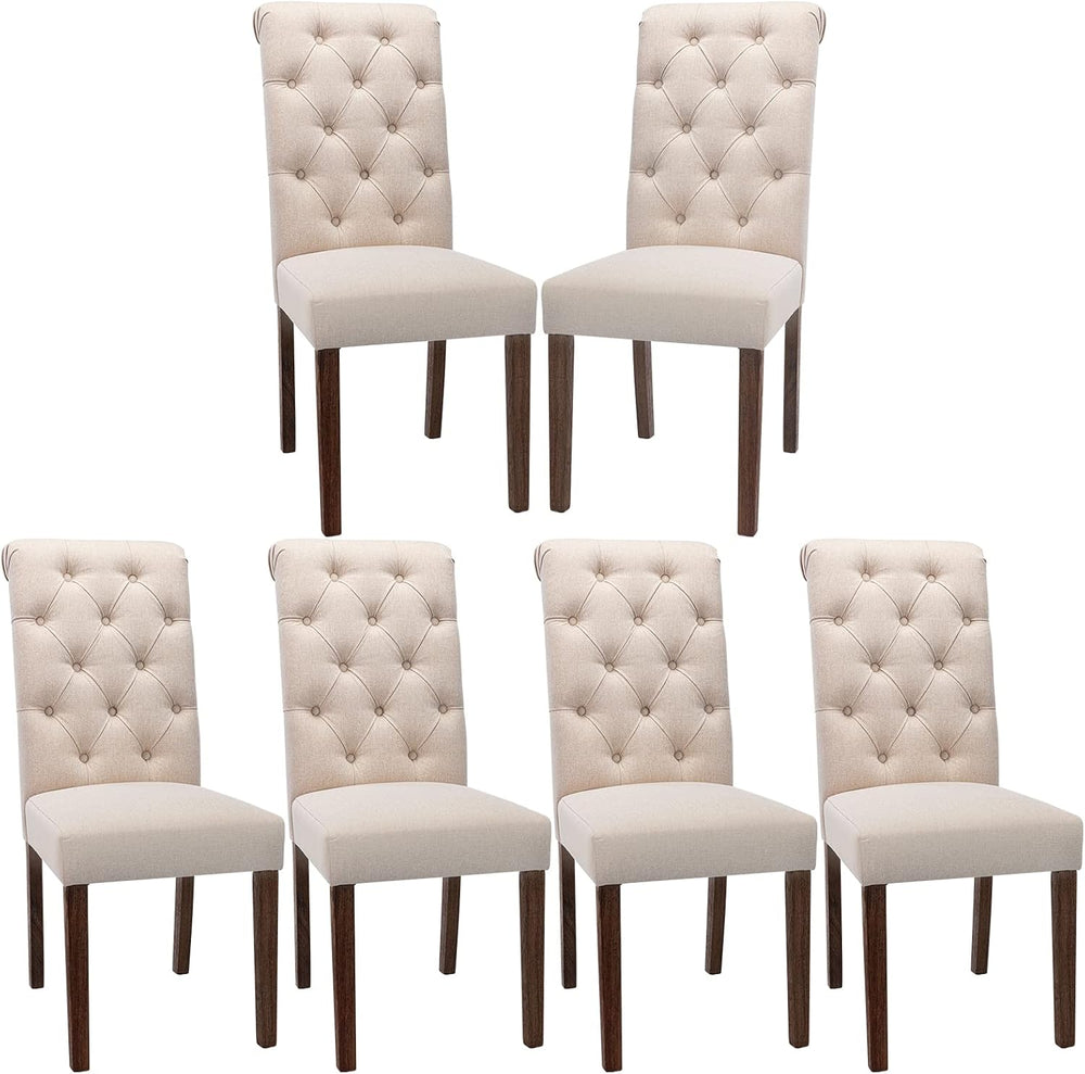 COLAMY Button Tufted Dining Chairs Set of 6, Accent Parsons Diner Chair Uphol...