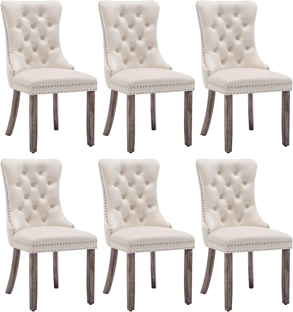 Velvet Dining Chairs Set of 6, Upholstered Dining Room Chairs with Nailhead R...