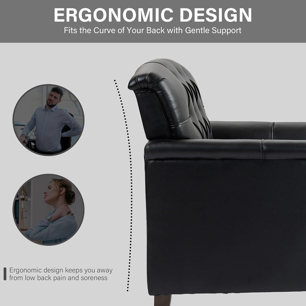 Faux Leather Armchairs Set of 2, Upholstered Accent Chair, Black