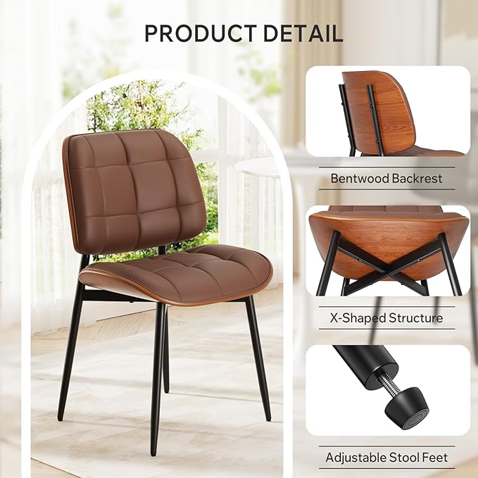 Dining Chairs Set of 8, Mid Century Modern Dining Room Chair, Upholstered Fau...