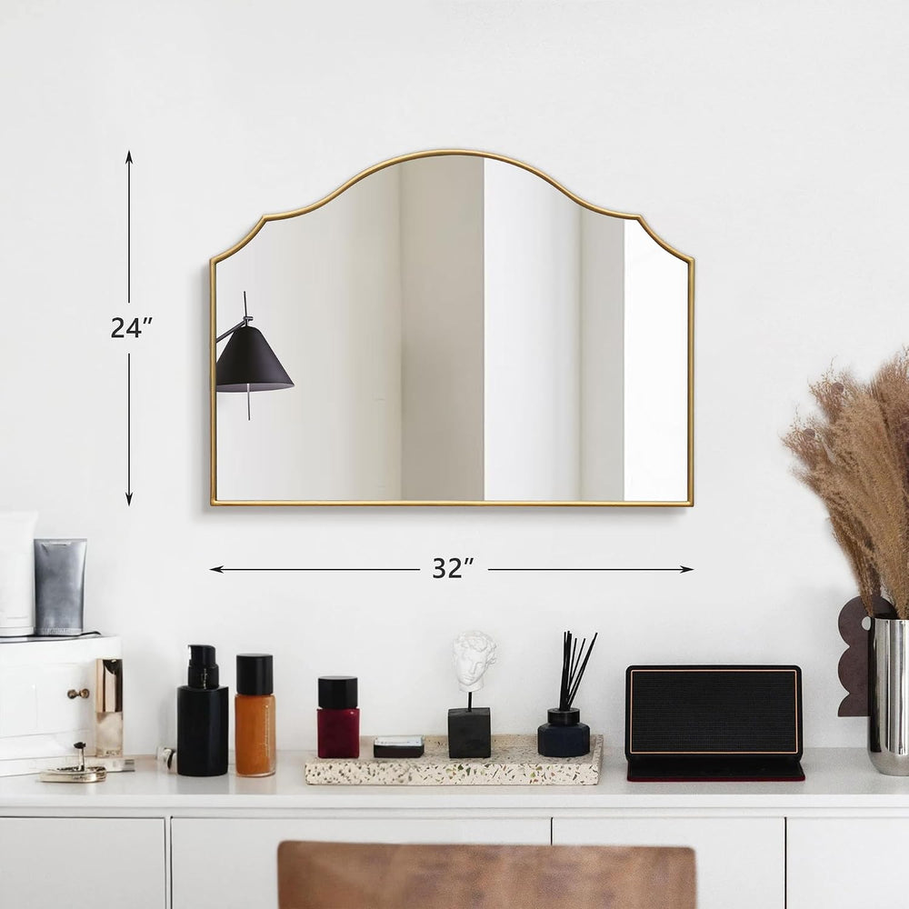 Gold Wooden Vanity Mirror: 32"x24" Bathroom Mirrors for Over Sink