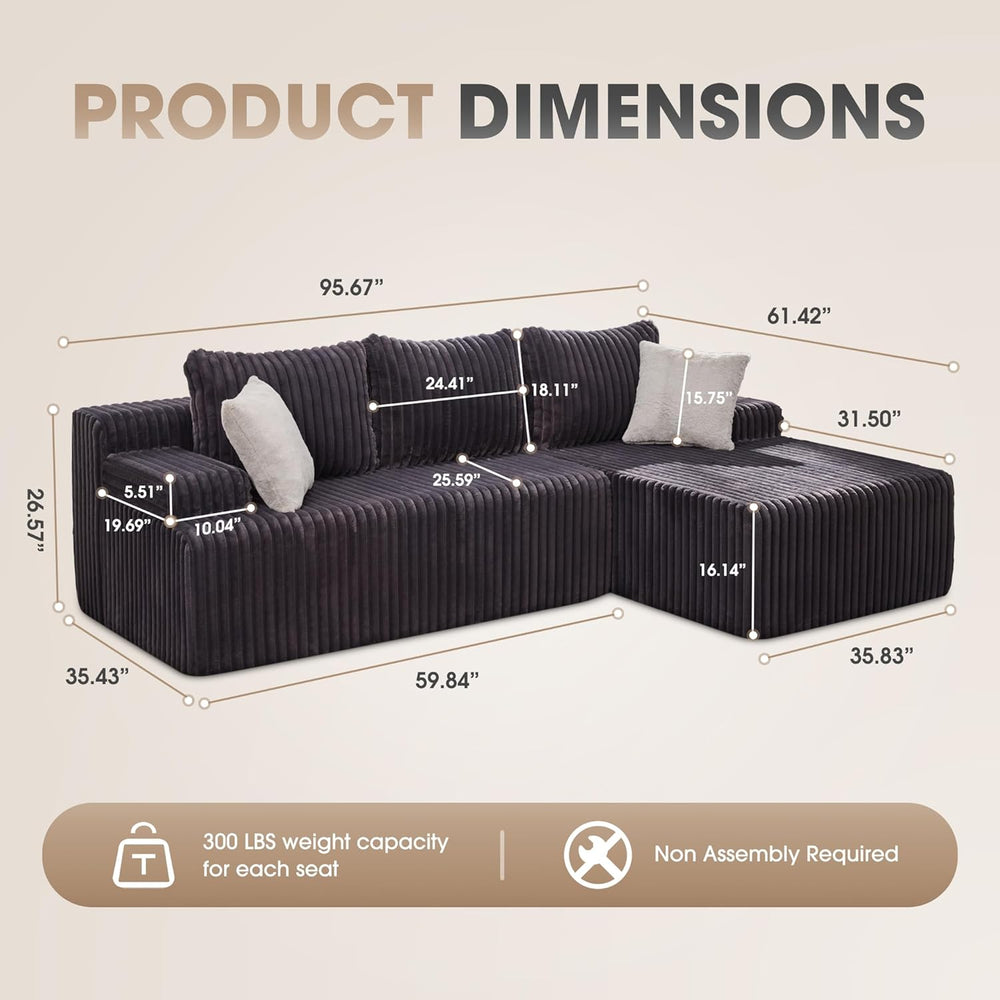 Hobestluk Boneless Couch Modular Sectional Sofa L-Shape Cloud Couch Lounge | ...