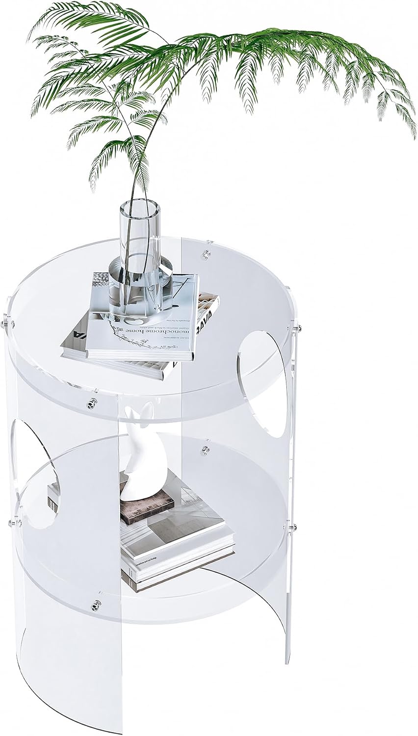 Dethan Clear Acrylic End Table, 2-Tier Tray Nightstand with Sturdy Design, Ea...