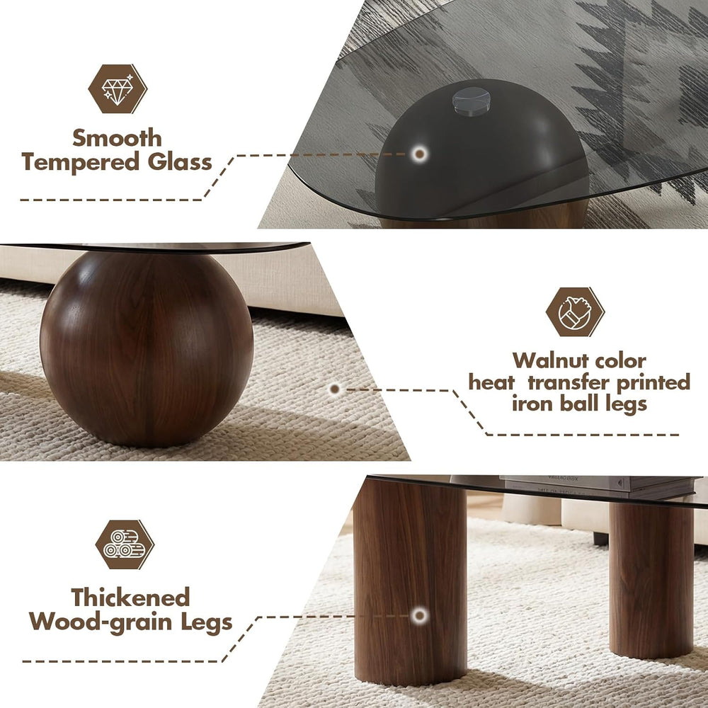 Hyfirm 55" Smoked Glass Cloud Coffee Table