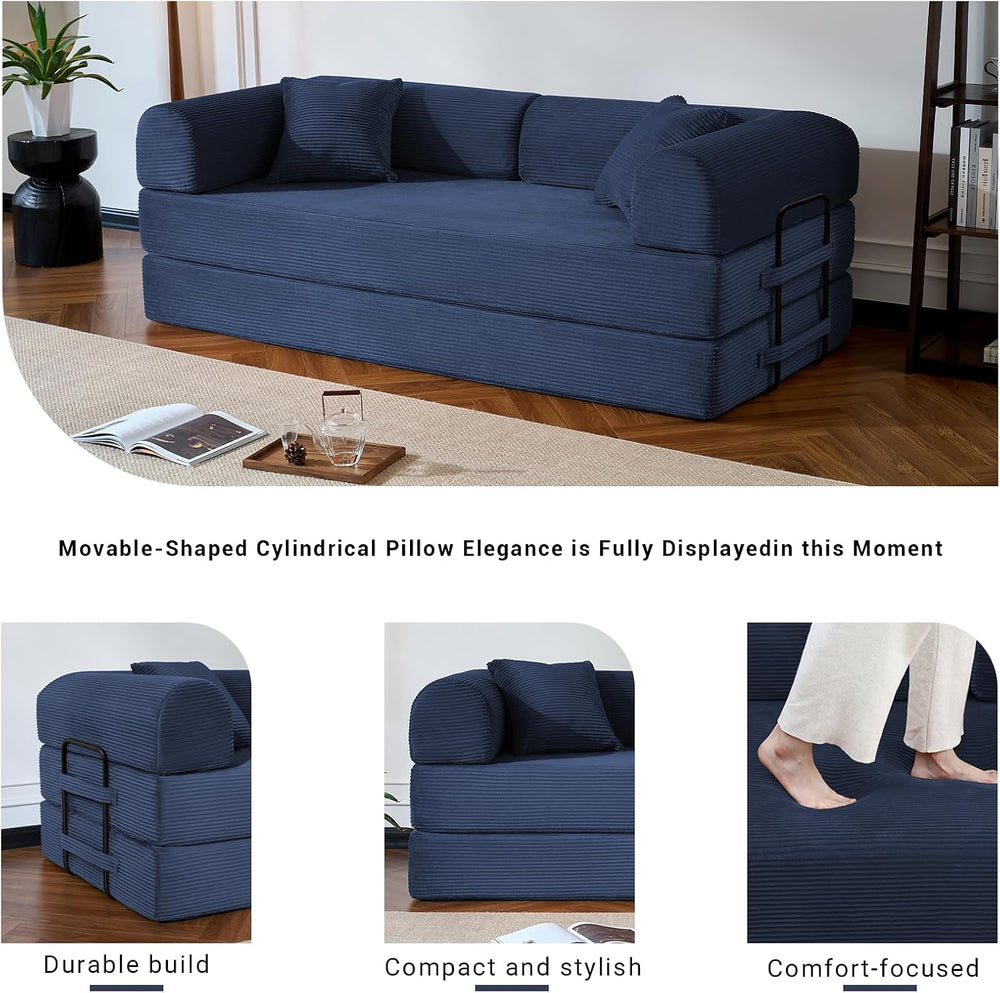 79" Convertible Futon Sofa Bed,5-In-1 Boneless Couch for Small Spaces