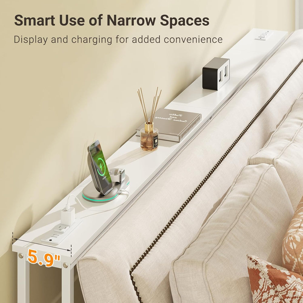 ELYKEN 2 Pack 5.9" Narrow Console Sofa Table with Power Outlets, Total 7...