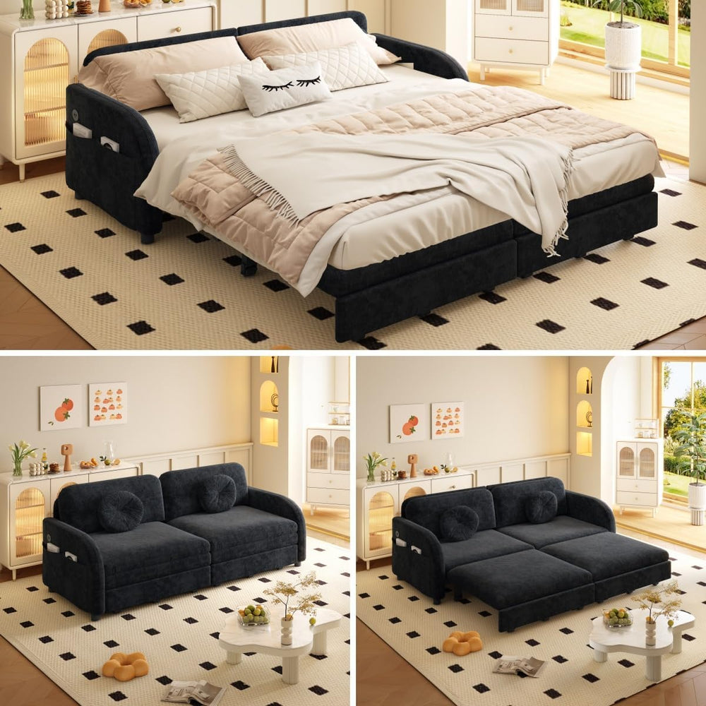 65.4'' Sleeper Sofa Bed Queen Size, 3in1 Convertible Pull Out Couch, ...