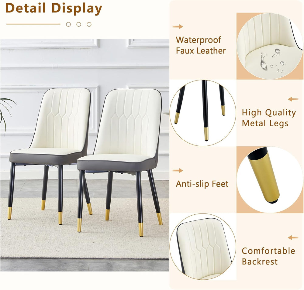 Round Dining Table Set for 4, 45''Marble Grain Dining Room Table Set ...