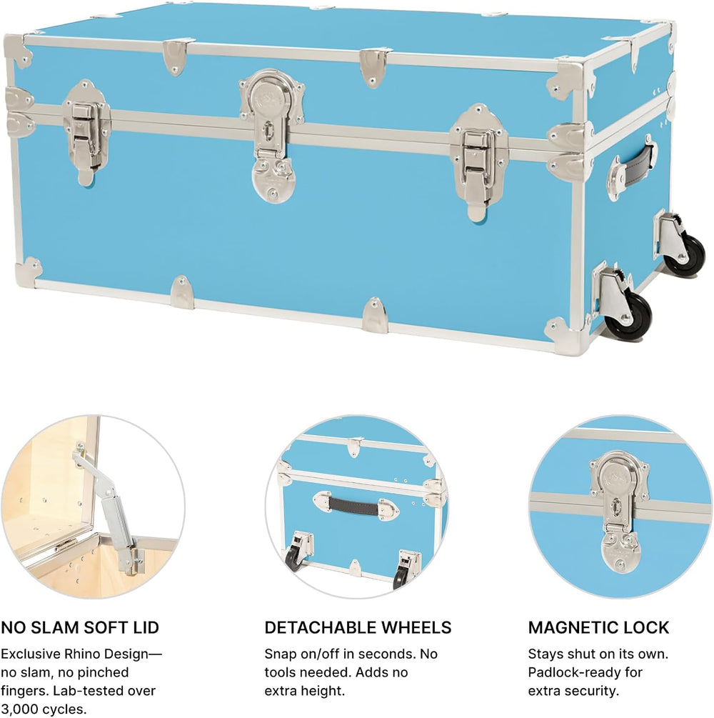 Rhino Classic XL Trunk with Wheels for Camp and Dorm, Footlocker, Chest | 34&...