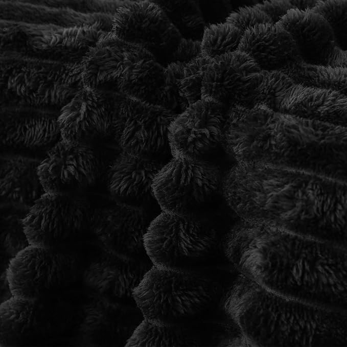 Black Fleece Throw Blanket 108”×90”