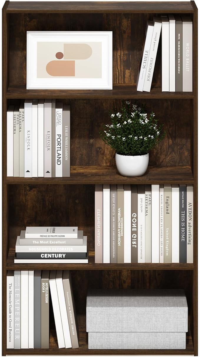 Furinno Pasir 4 Tier Open Shelf, Amber Pine
