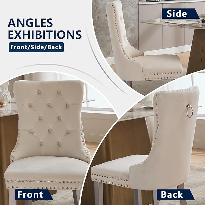 Velvet Dining Chairs Set of 2, Kitchen & Dining Room Chairs, Upholstered ...