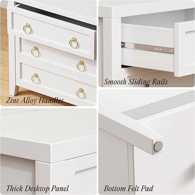 Huuger Paint Night Stand with Charger Station and USB-C Port, 3 Drawer Nights...